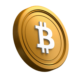 Moneda Bitcoin BTC en posición inclinada como recurso visual en la sección principal